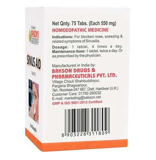 Bakson's Homeopathy Sinus Aid Tablets Bakson's Homeopathy Sinus Aid Tablets
