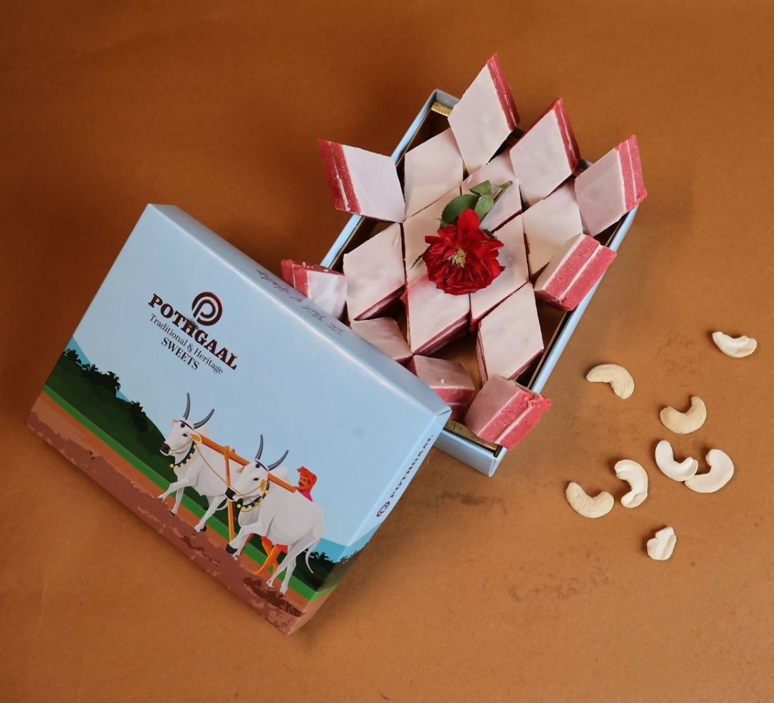 Pothgaal Sweets Kaju Strawberry Burfi Pothgaal Sweets