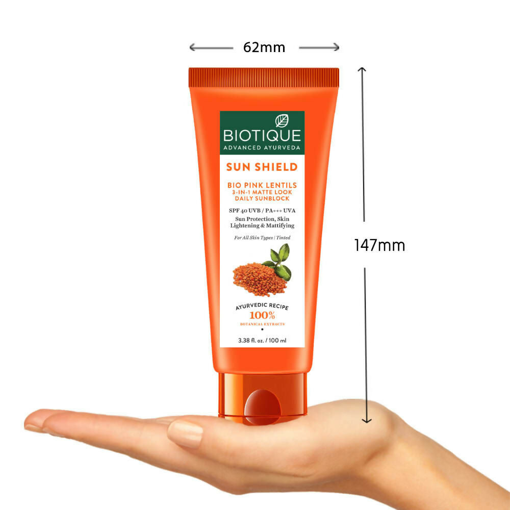 Biotique Bio Pink Lentils 3 In 1 Matte Look Sun Shield SPF 40 Biotique Bio Pink Lentils 3 In 1 Matte Look Sun Shield SPF 40