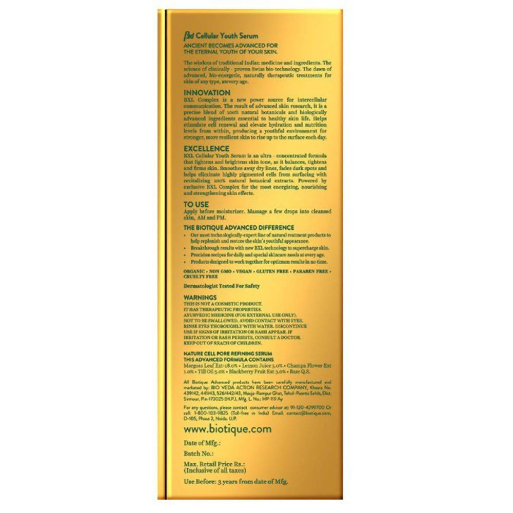 Biotique Advanced Organics Anti-Age BXL Cellular Youth Serum Biotique Advanced Organics Anti-Age BXL Cellular Youth Serum