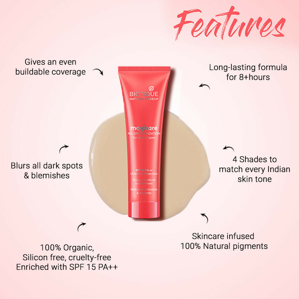 Biotique Magicare All Day Foundation SPF 15 - Sand Biotique Magicare All Day Foundation SPF 15 - Sand