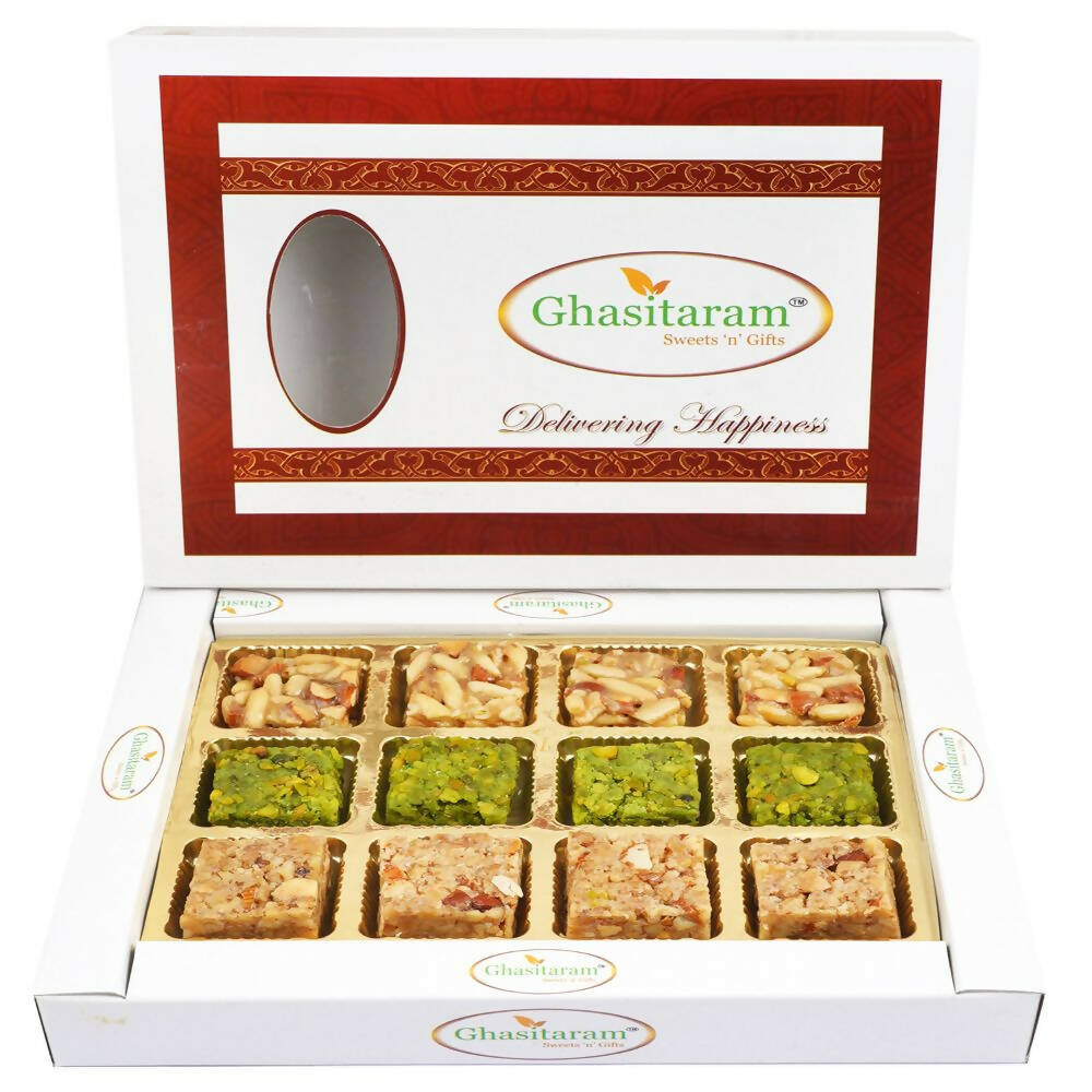 Ghasitaram Assortment of Premium Barfis Pista, Walnut & Pine Nuts - Safuron