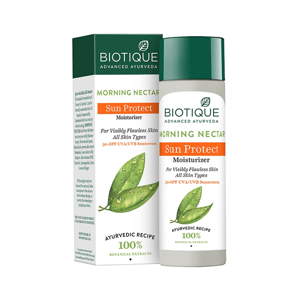 Biotique Advanced Ayurveda Bio Morning Nectar Visibly Flawless Sun Protector 30+SPF UVA/UVB Sunscreen - Safuron