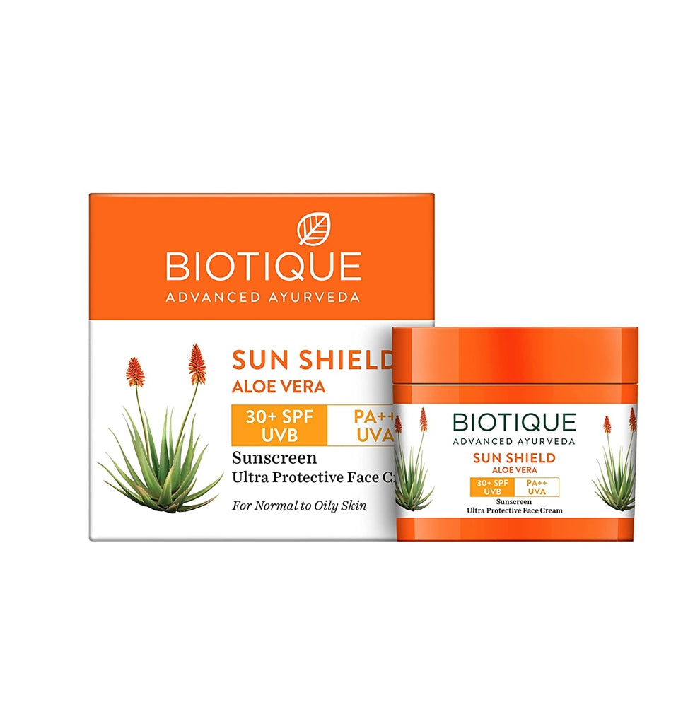 Biotique Advanced Ayurveda Bio Aloe Vera 30+SPF UVA/UVB Sunscreen Ultra Soothing Face Cream/Lotion - Safuron