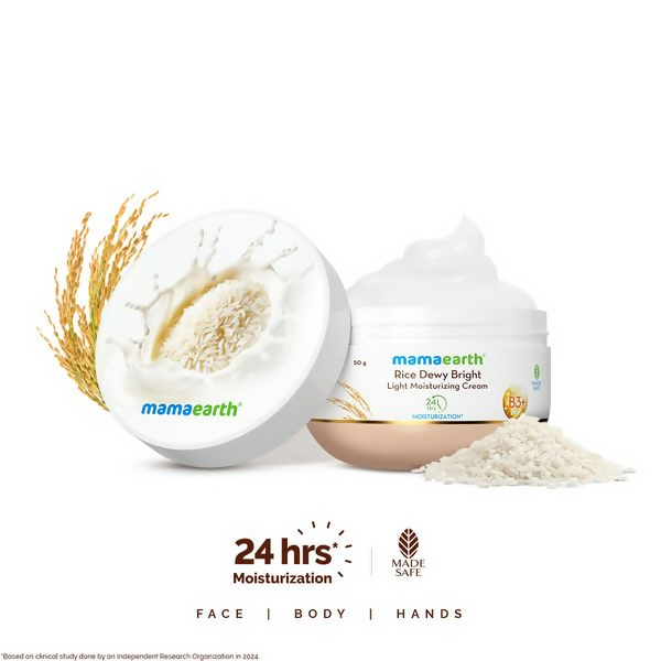 Mamaearth Rice Dewy Bright Light Moisturizing Cream with Rice Water & Niacinamide For Glass-Skin Mamaearth Rice Dewy Bright Light Moisturizing Cream with Rice Water & Niacinamide For Glass-Skin