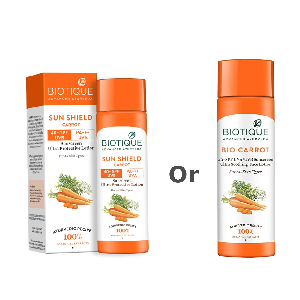 Biotique Advanced Ayurveda Bio Carrot 40+ SPF UVA/UVB Sunscreen Ultra Soothing Face Lotion Biotique Advanced Ayurveda Bio Carrot 40+ SPF UVA/UVB Sunscreen Ultra Soothing Face Lotion