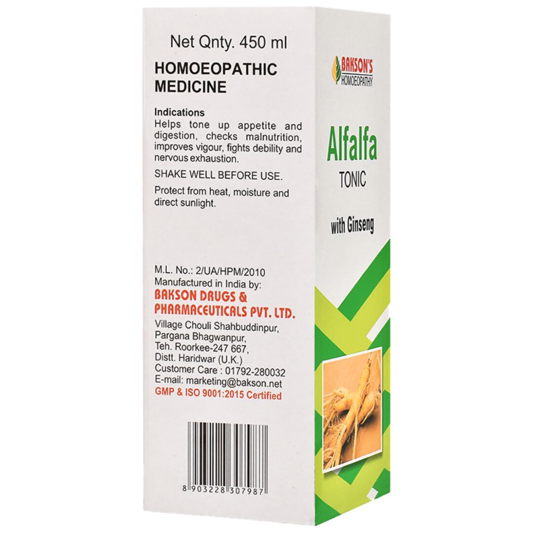 Bakson's Homeopathy Alfalfa Tonic with Ginseng Bakson's Homeopathy Alfalfa Tonic with Ginseng