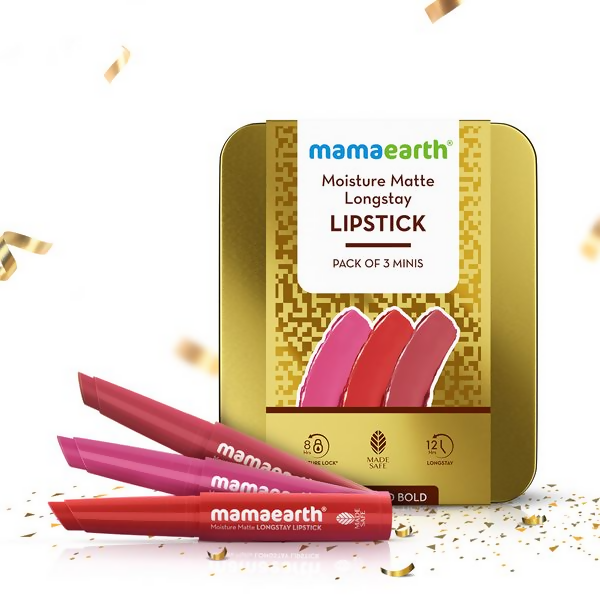 Mamaearth Moisture Matte Long Stay Lipstick Gift Set - Bright and Bold - Limited Time Offer Mamaearth Moisture Matte Long Stay Lipstick Gift Set - Bright and Bold - Limited Time Offer