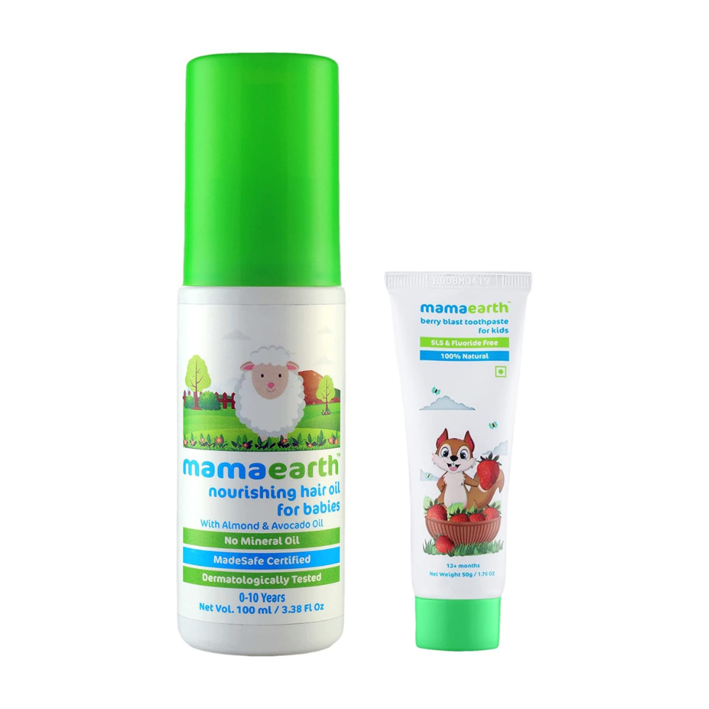 Mamaearth Toothpaste + Hair Oil For Kids Combo Pack - Safuron