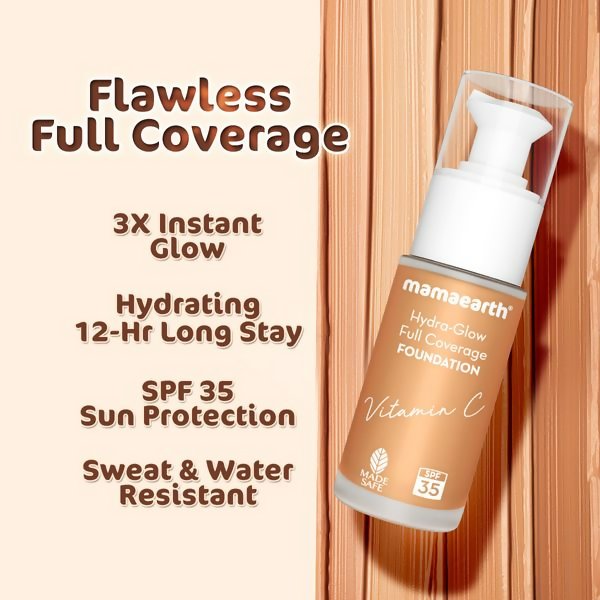 Mamaearth Hydra-Glow Full Coverage Foundation With Vitamin C & Turmeric - Sun Glow - Limited Time Offer Mamaearth Hydra-Glow Full Coverage Foundation With Vitamin C & Turmeric - Sun Glow - Limited Time Offer