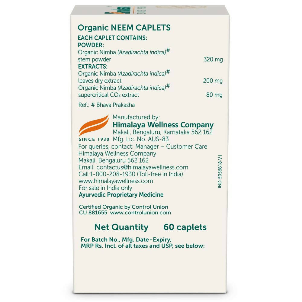 Himalaya Herbals Organic Neem Caplets Himalaya Herbals Organic Neem Caplets