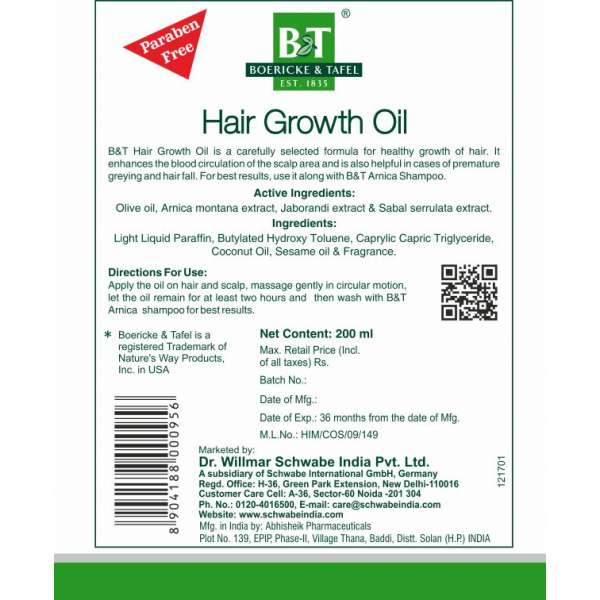 Dr. Willmar Schwabe India B&T Hair Growth Oil Hair Oil Dr. Willmar Schwabe India B&T Hair Growth Oil Hair Oil