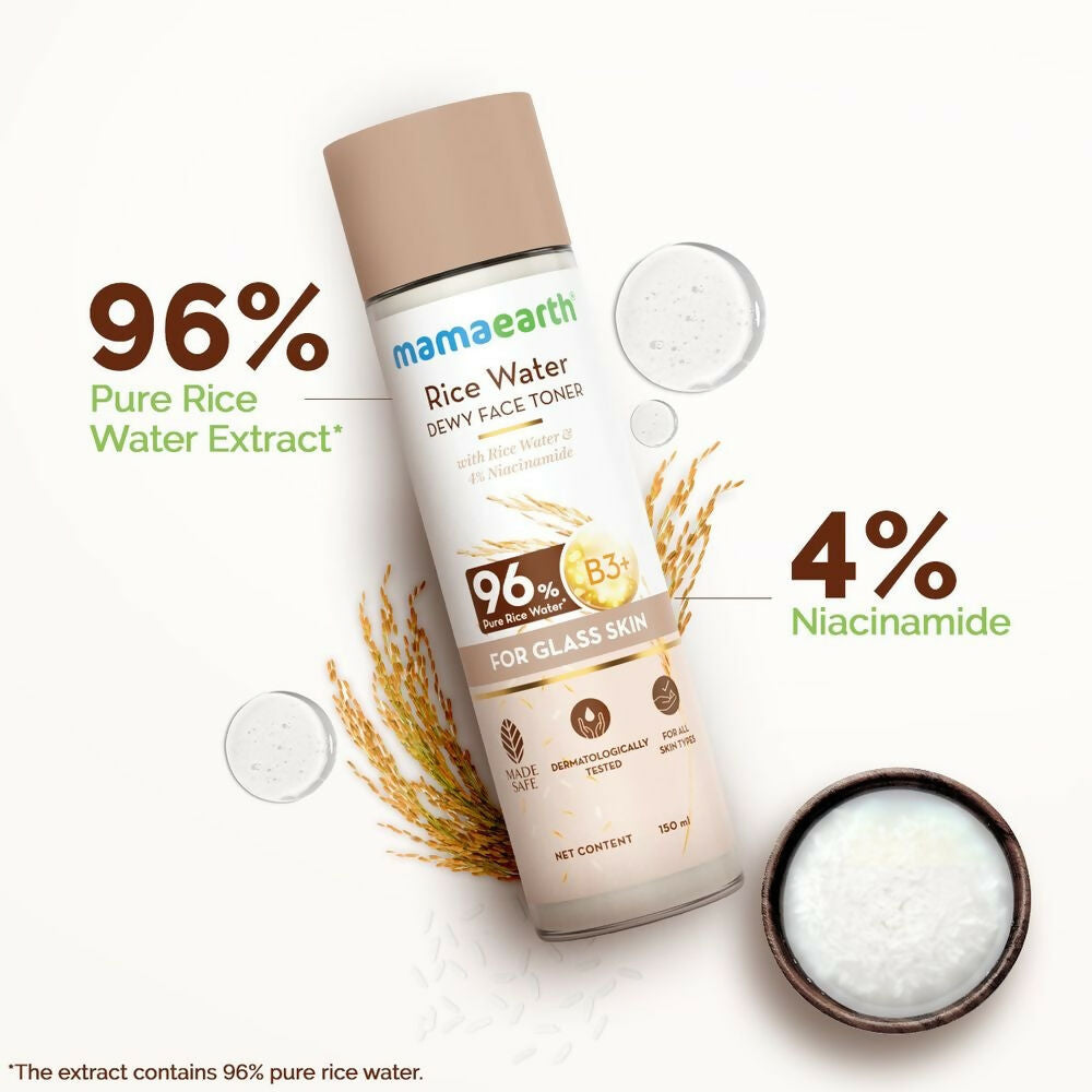 Mamaearth Rice Water Dewy Face Toner with 96% Pure Rice Water Extract & 4% Niacinamide for Glass Skin Mamaearth Rice Water Dewy Face Toner with 96% Pure Rice Water Extract & 4% Niacinamide for Glass Skin