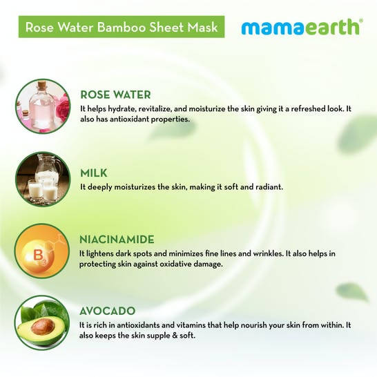 Mamaearth Rose Water Bamboo Sheet Mask with Rose Water & Milk Mamaearth Rose Water Bamboo Sheet Mask with Rose Water & Milk
