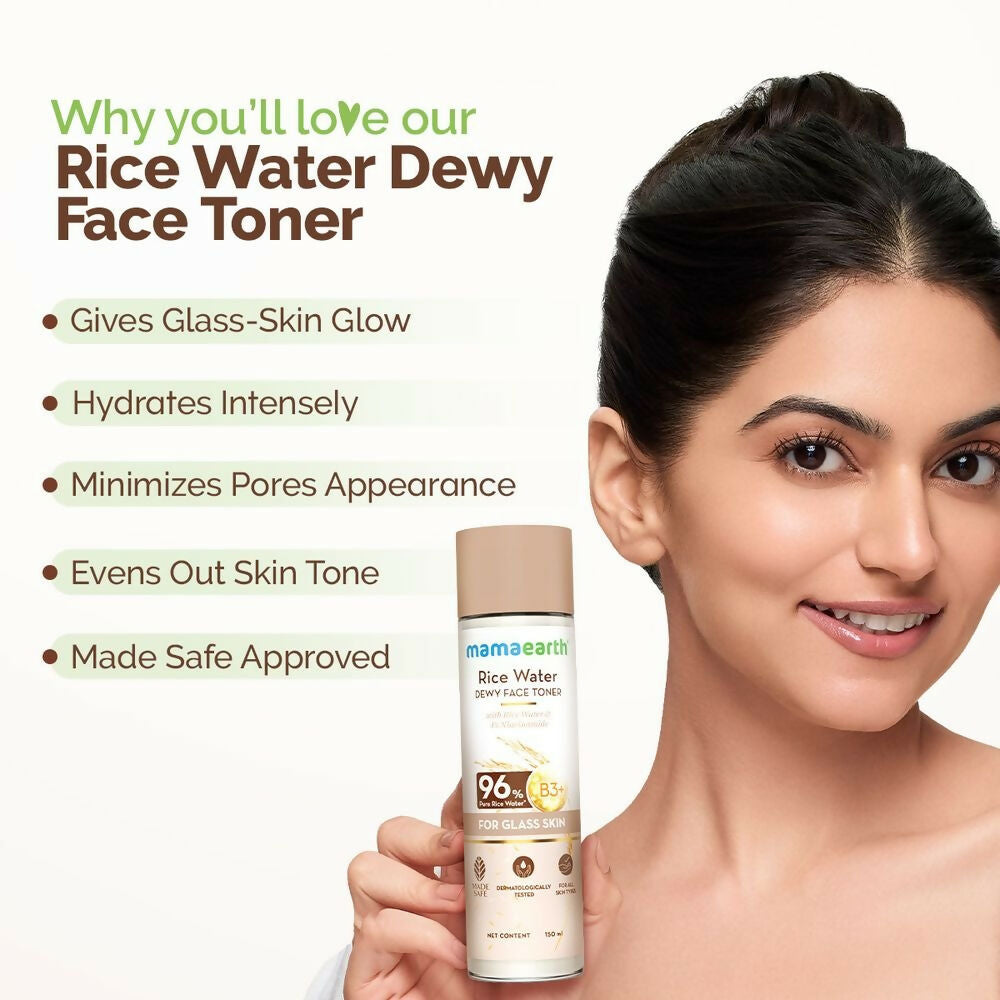Mamaearth Rice Water Dewy Face Toner with 96% Pure Rice Water Extract & 4% Niacinamide for Glass Skin Mamaearth Rice Water Dewy Face Toner with 96% Pure Rice Water Extract & 4% Niacinamide for Glass Skin