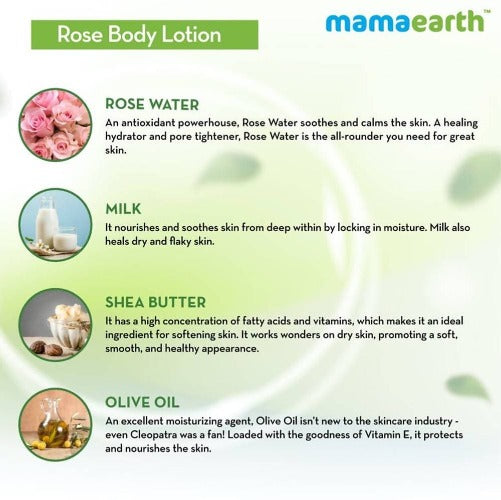 Mamaearth Rose Body Lotion with Rose Water and Milk For Deep Hydration Mamaearth Rose Body Lotion with Rose Water and Milk For Deep Hydration