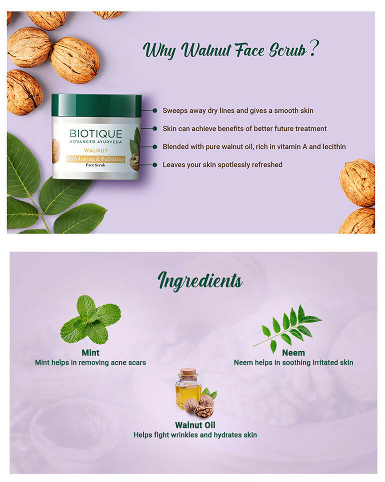 Biotique Bio Walnut Exfoliating & Polishing Scrub Biotique Bio Walnut Exfoliating & Polishing Scrub