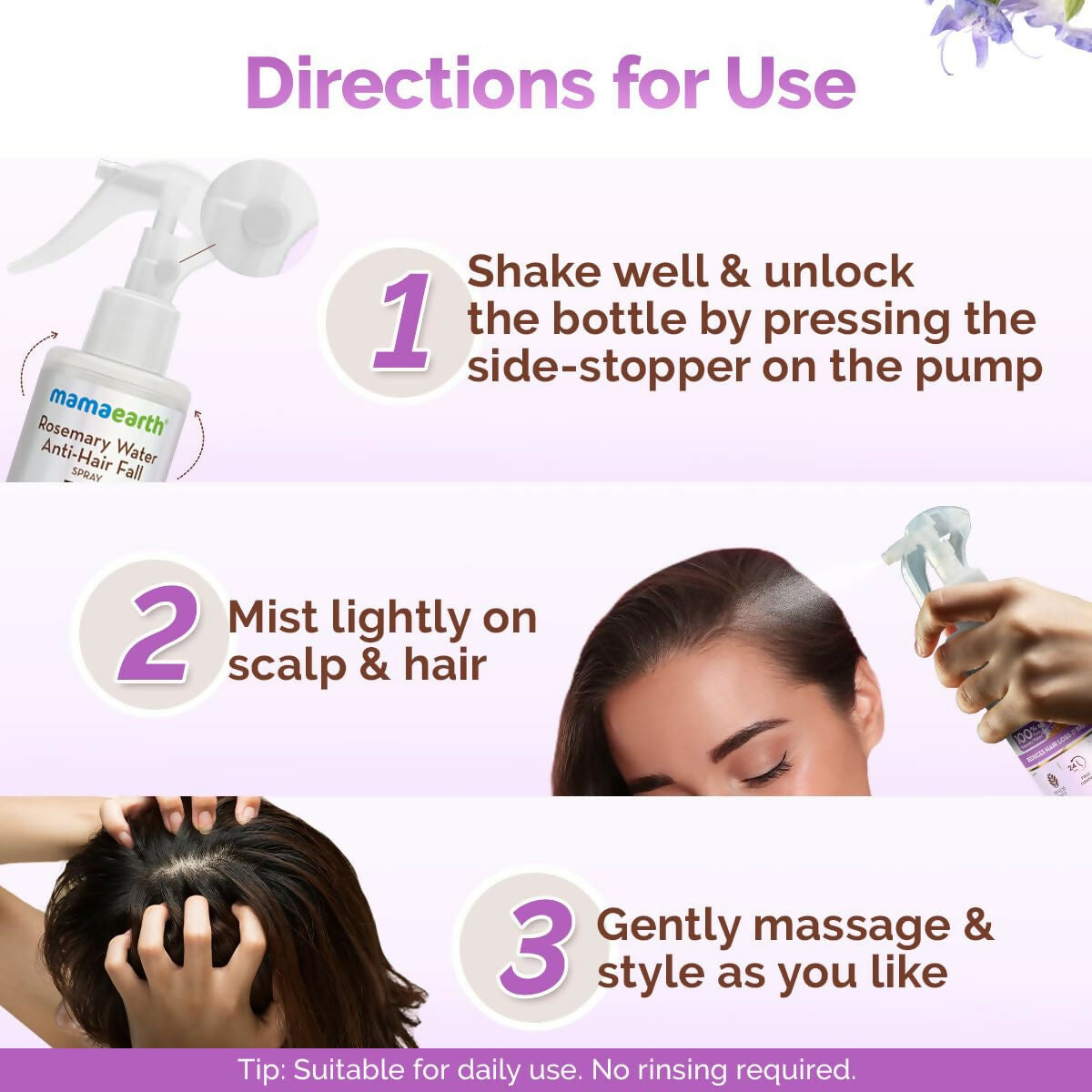 Mamaearth Rosemary Water Anti-Hair Fall Spray with 100% Pure Steam Distilled Rosemary Water & Methi Dana for Hair Mamaearth Rosemary Water Anti-Hair Fall Spray with 100% Pure Steam Distilled Rosemary Water & Methi Dana for Hair