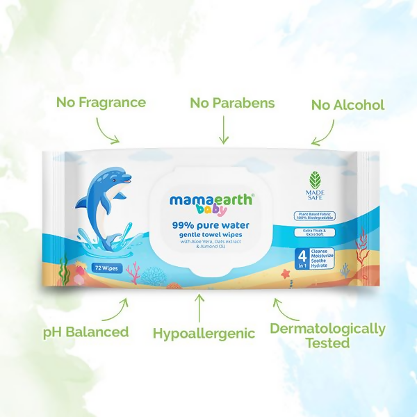 Mamaearth Baby 99% Pure Water Gentle Towel Wipes Mamaearth Baby 99% Pure Water Gentle Towel Wipes