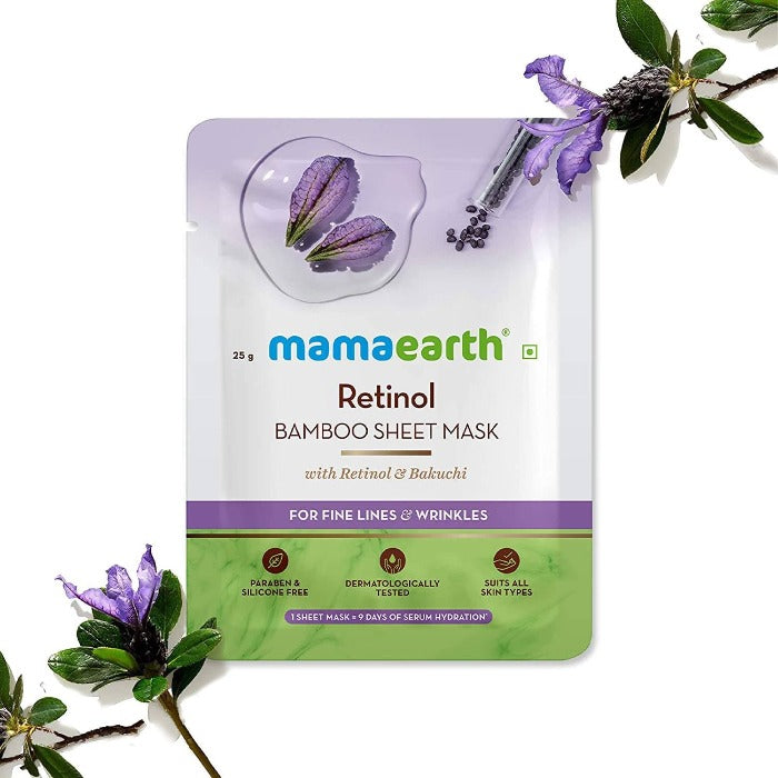 Mamaearth Retinol Bamboo Sheet Mask For Fine Lines & Wrinkles Mamaearth Retinol Bamboo Sheet Mask For Fine Lines & Wrinkles