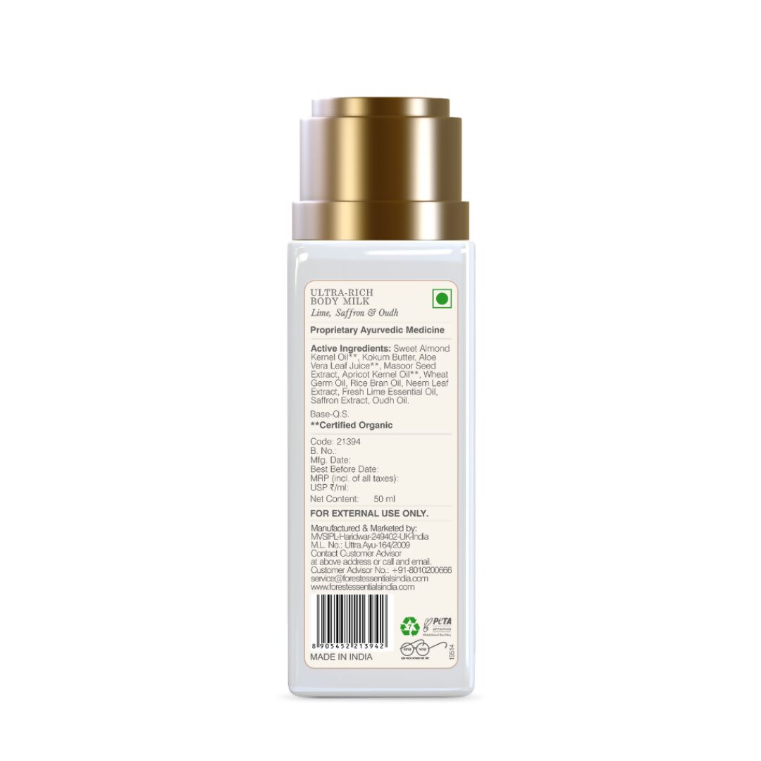 Forest Essentials Ultra-Rich Body Milk Lime Saffron & Oudh Forest Essentials Ultra-Rich Body Milk Lime Saffron & Oudh
