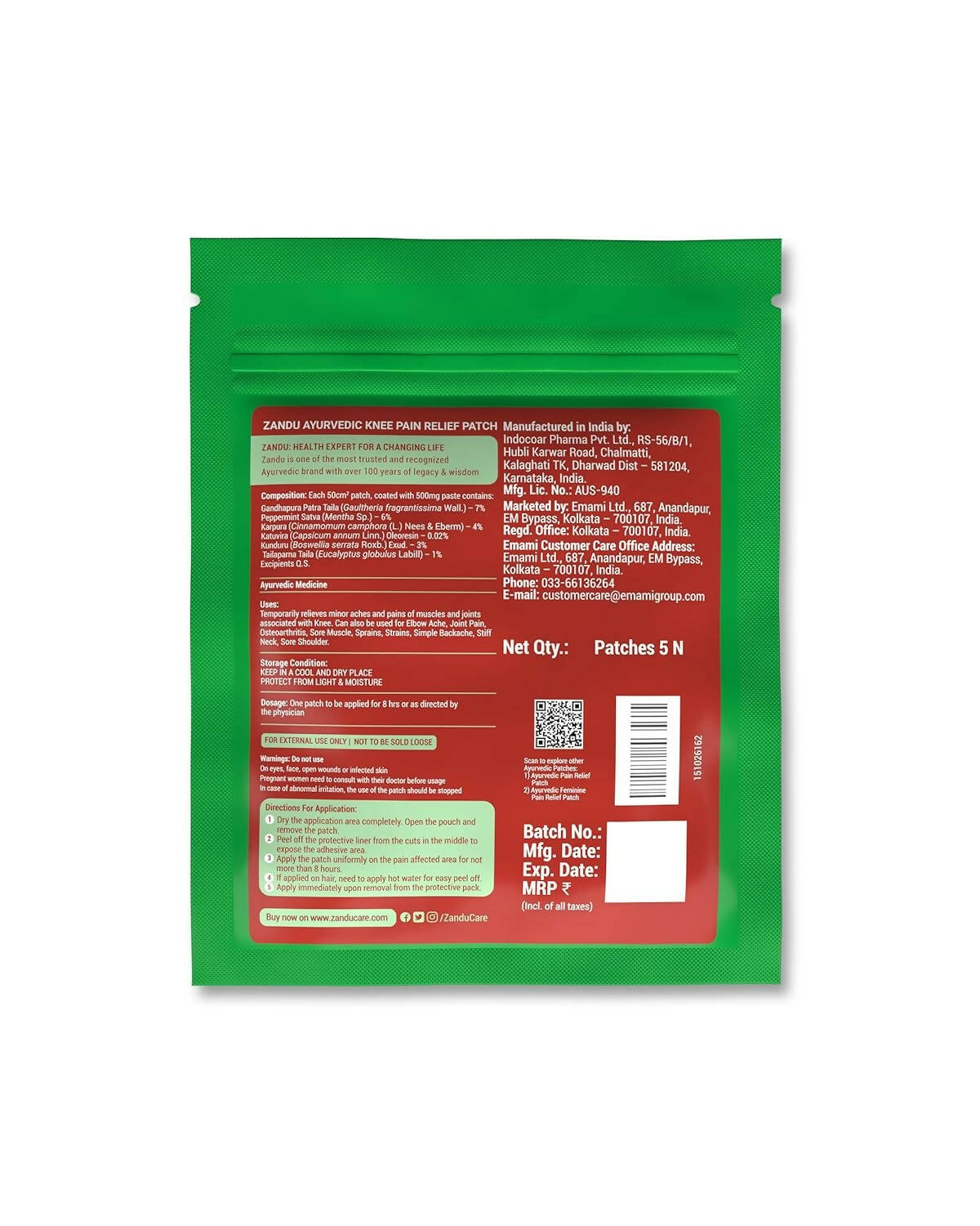 Zandu Ayurvedic Knee Pain Relief Patch Zandu Ayurvedic Knee Pain Relief Patch