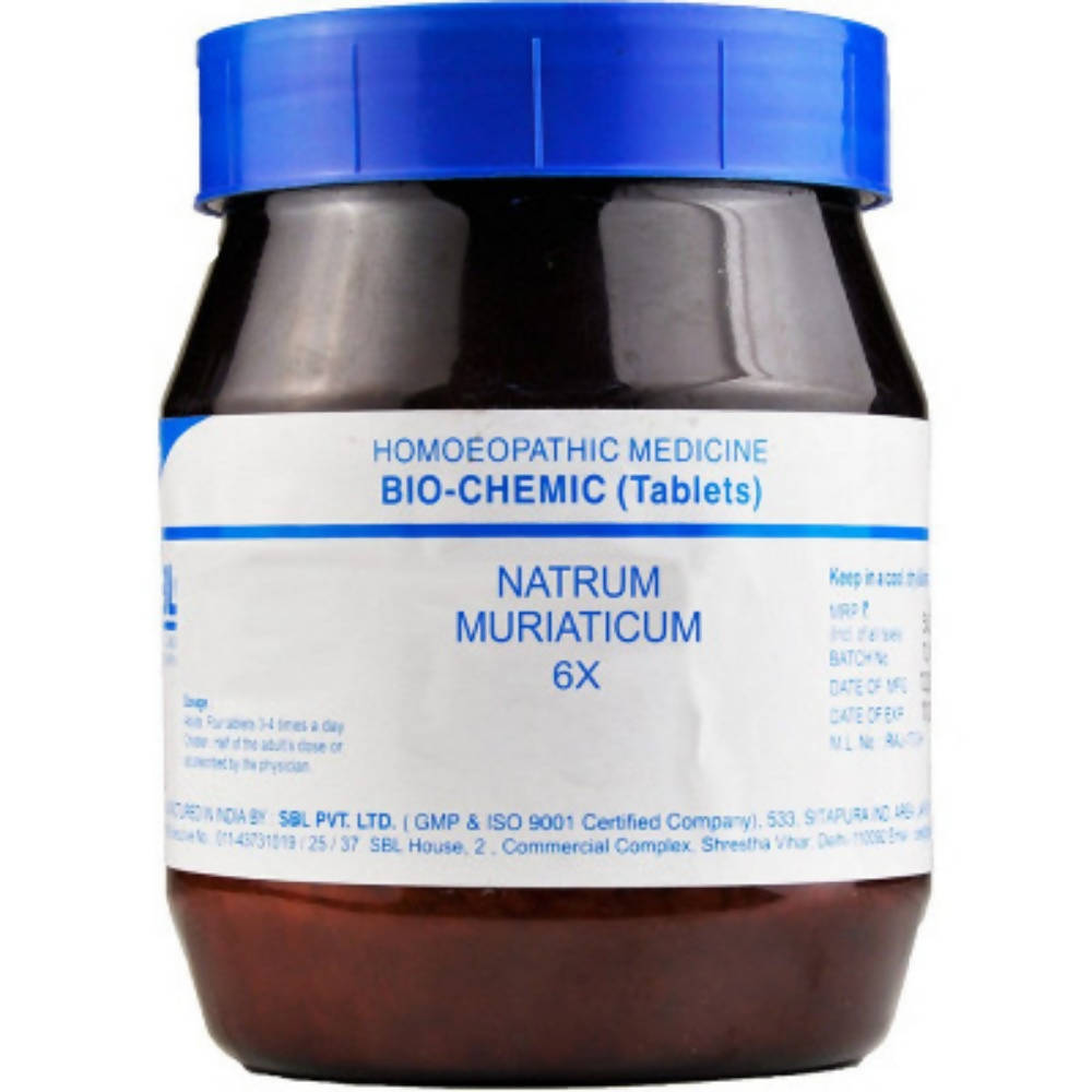 SBL Homeopathy Natrum Muriaticum Biochemic Tablet 6X 450gm SBL Homeopathy Natrum Muriaticum Biochemic Tablet 6X 450gm