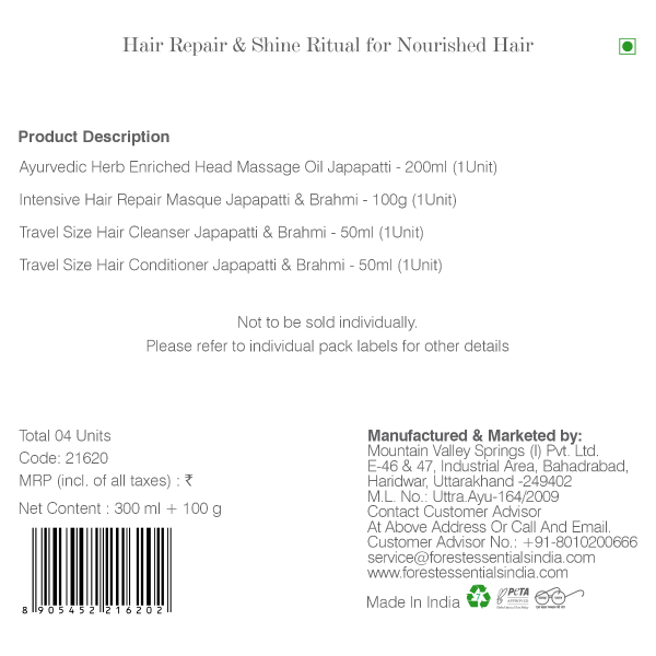 Forest Essentials Hair Repair & Shine Ritual For Nourished Hair Forest Essentials Hair Repair & Shine Ritual For Nourished Hair