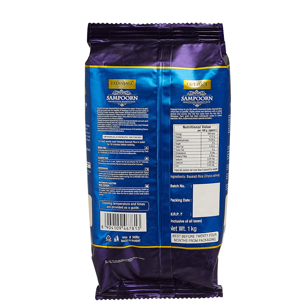 Patanjali Sampoorn Traditional Basmati Rice (1 kg) Patanjali Sampoorn Traditional Basmati Rice (1 kg)