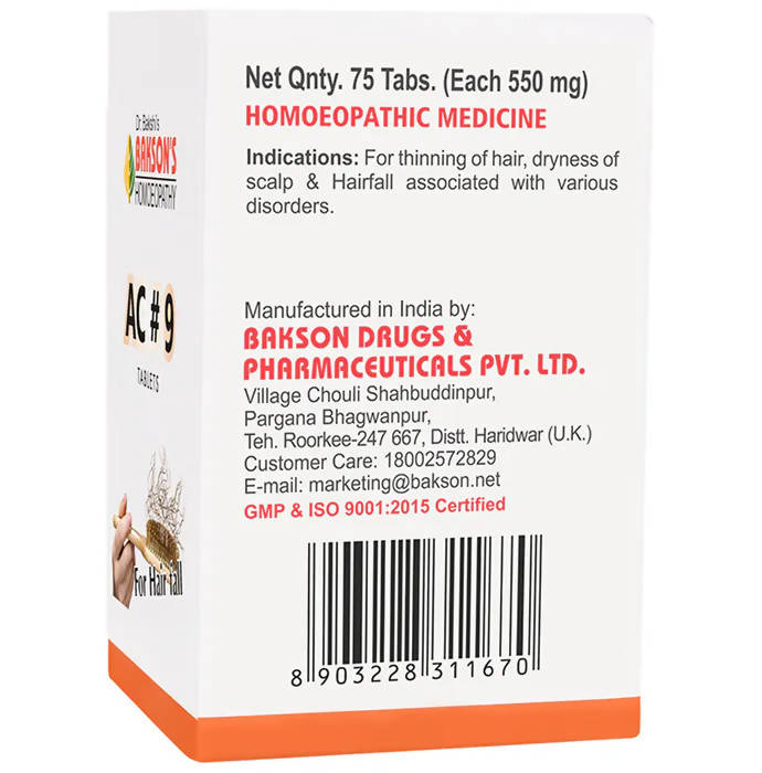 Bakson's Homeopathy AC#9 Tablets Bakson's Homeopathy AC#9 Tablets