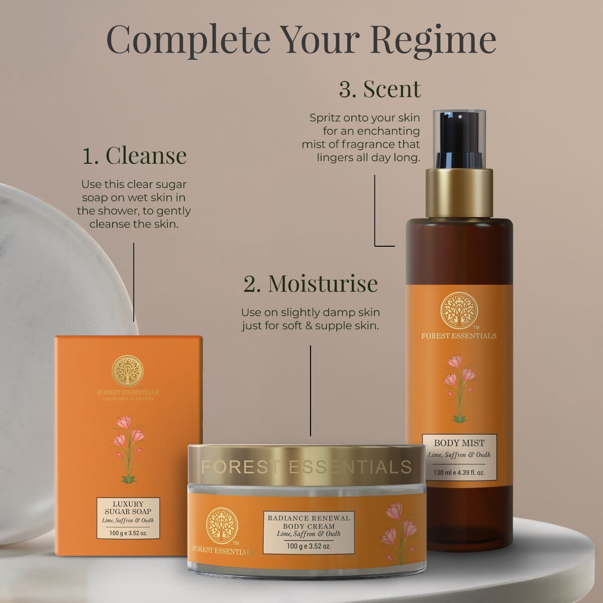 Forest Essentials Luxury Sugar Soap Lime Saffron & Oudh Forest Essentials Luxury Sugar Soap Lime Saffron & Oudh