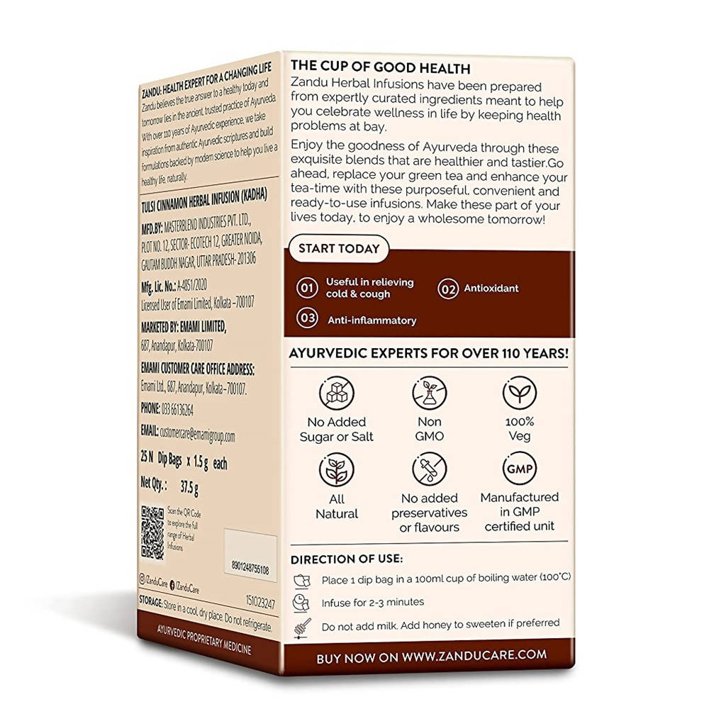 Zandu Tulsi Cinnamon Ayurvedic Infusion Tea Zandu Tulsi Cinnamon Ayurvedic Infusion Tea