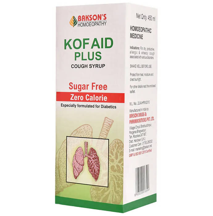 Bakson's Homeopathy Kof Aid Plus Syrup Sugar Free - Safuron Naturals