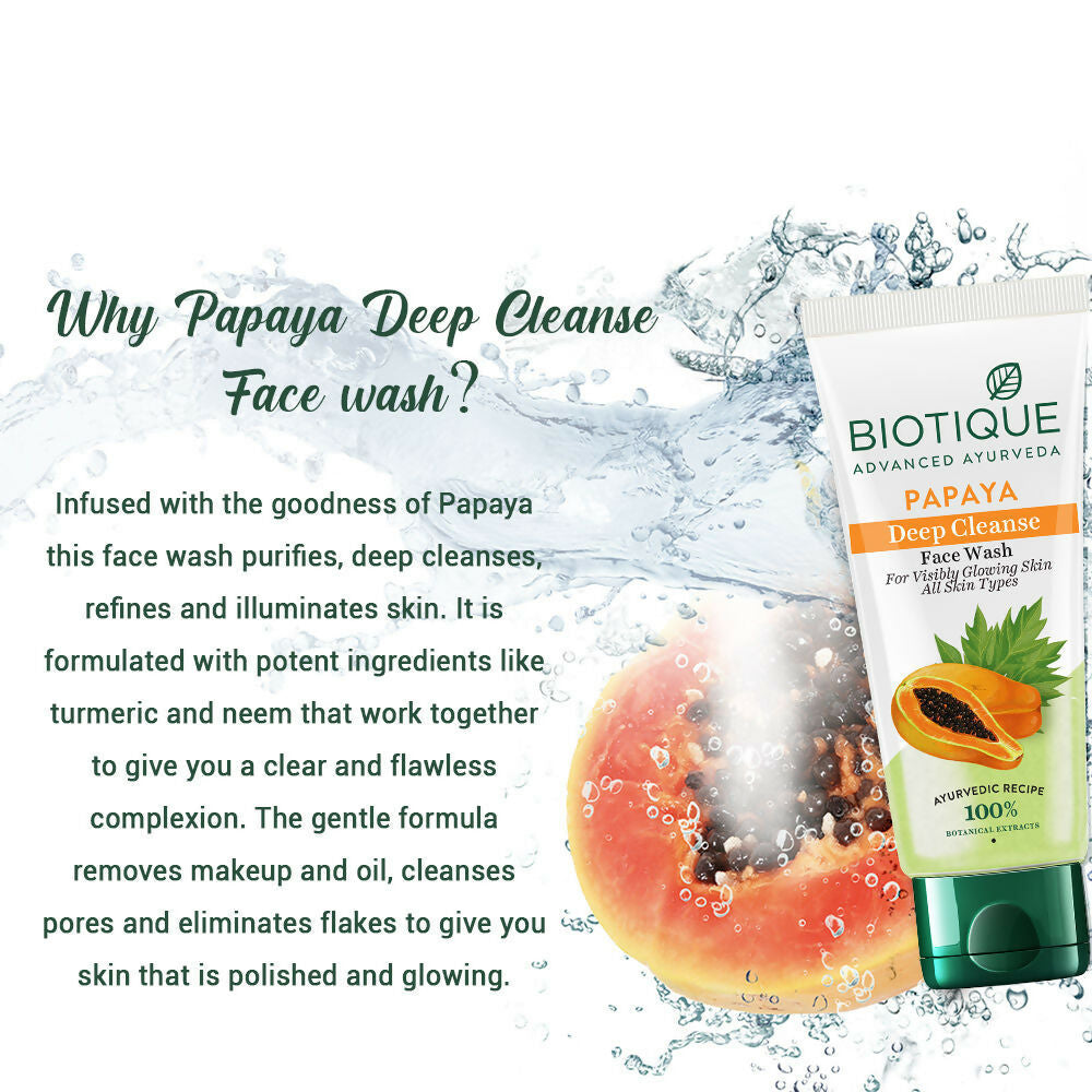 Biotique Bio Papaya Deep Cleanse Visibly Glowing Skin Face Wash Biotique Bio Papaya Deep Cleanse Visibly Glowing Skin Face Wash