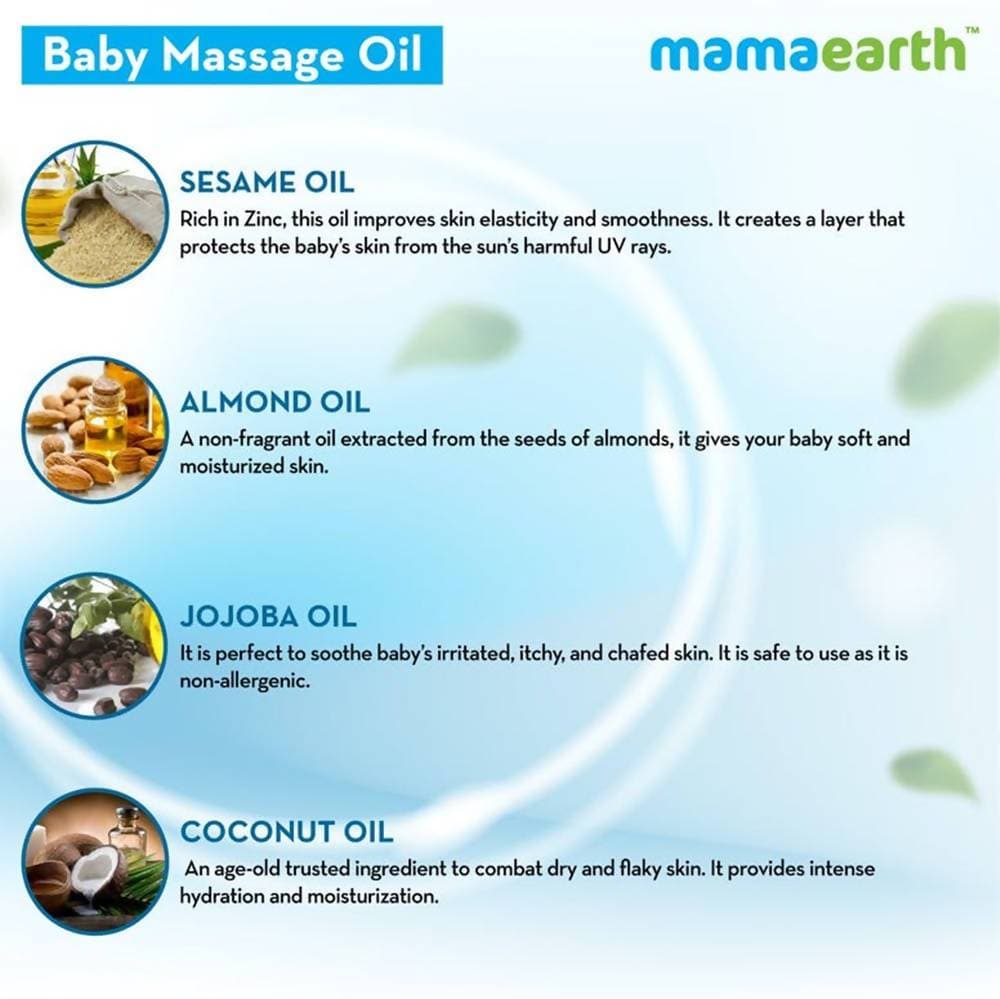 Mamaearth Soothing Massage Oil For Babies With Sesame, Almond & Jojoba Oil Mamaearth Soothing Massage Oil For Babies With Sesame, Almond & Jojoba Oil