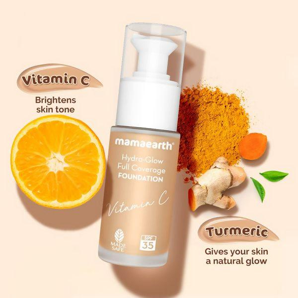 Mamaearth Hydra-Glow Full Coverage Foundation With Vitamin C & Turmeric - Beige Glow - Limited Time Offer Mamaearth Hydra-Glow Full Coverage Foundation With Vitamin C & Turmeric - Beige Glow - Limited Time Offer