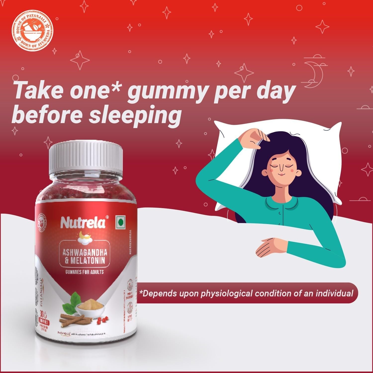 Patanjali Nutrela Ashwagandha & Melatonin Gummies Patanjali Nutrela Ashwagandha & Melatonin Gummies