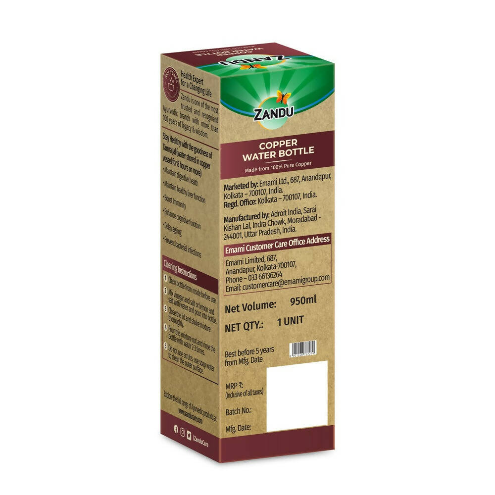 Zandu Copper Water Bottle Zandu Copper Water Bottle