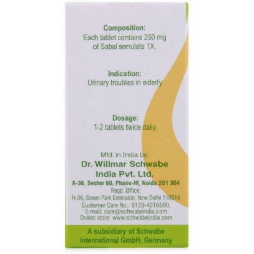 Dr. Willmar Schwabe India Sabal Serrulata 1X Tablets Dr. Willmar Schwabe India Sabal Serrulata 1X Tablets
