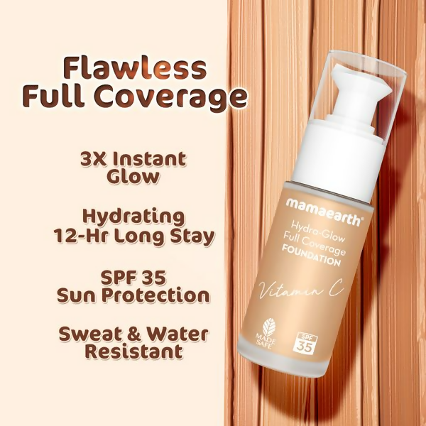 Mamaearth Hydra-Glow Full Coverage Foundation With Vitamin C & Turmeric - Beige Glow - Limited Time Offer Mamaearth Hydra-Glow Full Coverage Foundation With Vitamin C & Turmeric - Beige Glow - Limited Time Offer