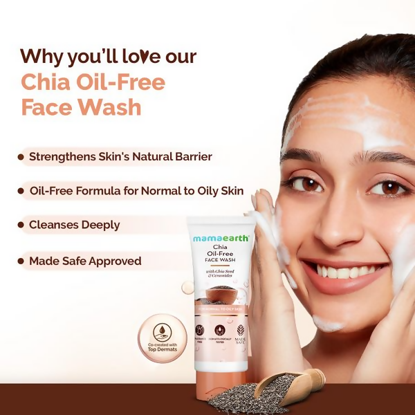 Mamaearth Chia Oil-Free Face Wash with Chia Seed & Ceramides for Normal to Oily Skin Mamaearth Chia Oil-Free Face Wash with Chia Seed & Ceramides for Normal to Oily Skin
