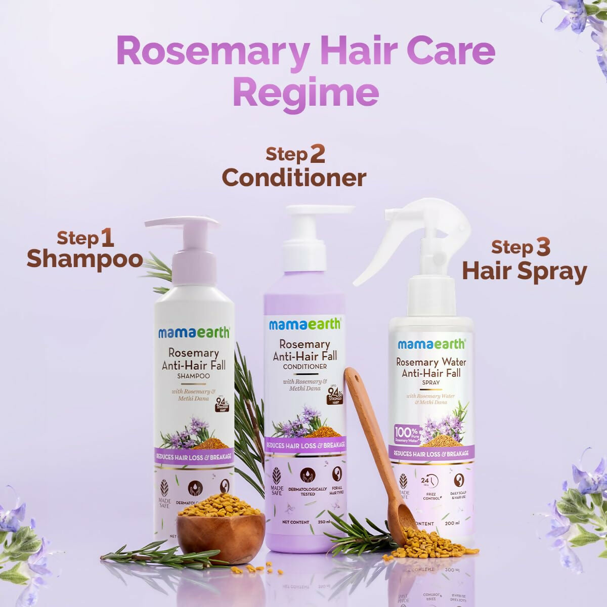 Mamaearth Rosemary Water Anti-Hair Fall Spray with 100% Pure Steam Distilled Rosemary Water & Methi Dana for Hair Mamaearth Rosemary Water Anti-Hair Fall Spray with 100% Pure Steam Distilled Rosemary Water & Methi Dana for Hair