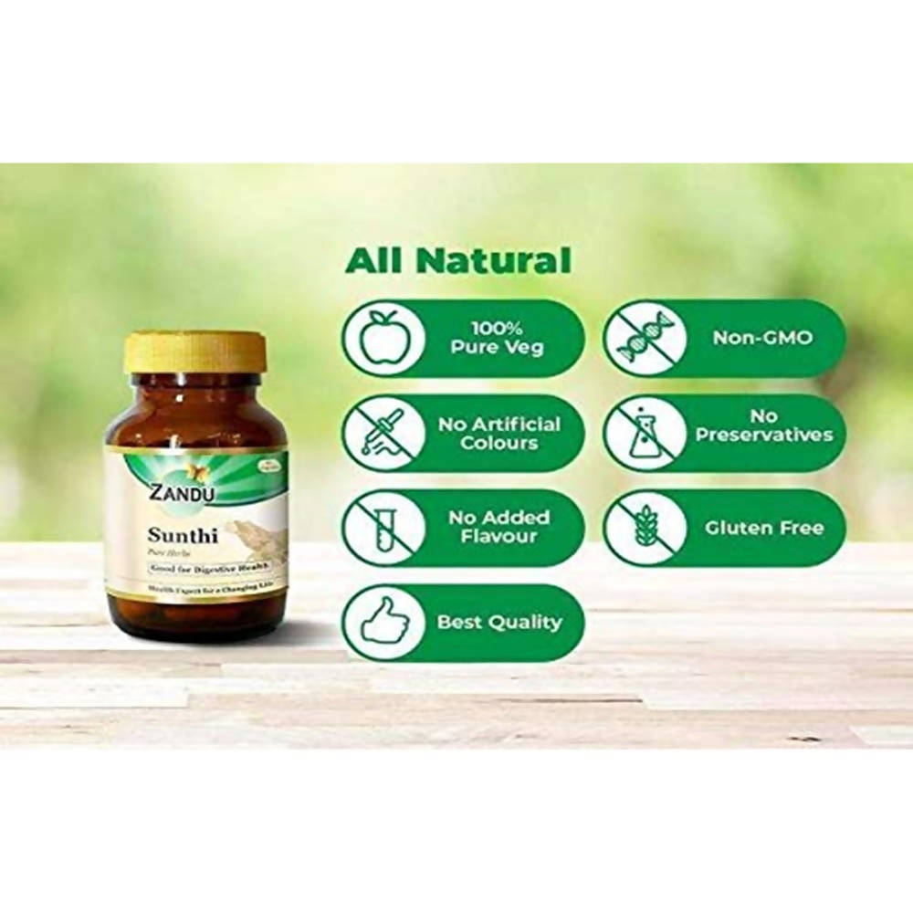 Zandu Sunthi Pure Herbs Capsules Good For Digestive Health Zandu Sunthi Pure Herbs Capsules Good For Digestive Health