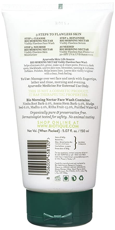 Biotique Advanced Ayurveda Bio Morning Nectar Visibly Flawless Face Wash Biotique Advanced Ayurveda Bio Morning Nectar Visibly Flawless Face Wash