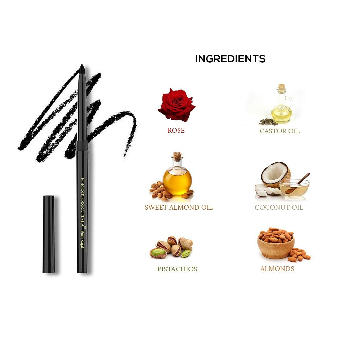 Forest Essentials Charcoal Black Gulaab Khaas Kajal Forest Essentials Charcoal Black Gulaab Khaas Kajal