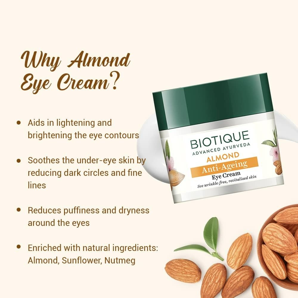 Biotique Bio Almond Soothing And Nourishing Eye Cream Biotique Bio Almond Soothing And Nourishing Eye Cream