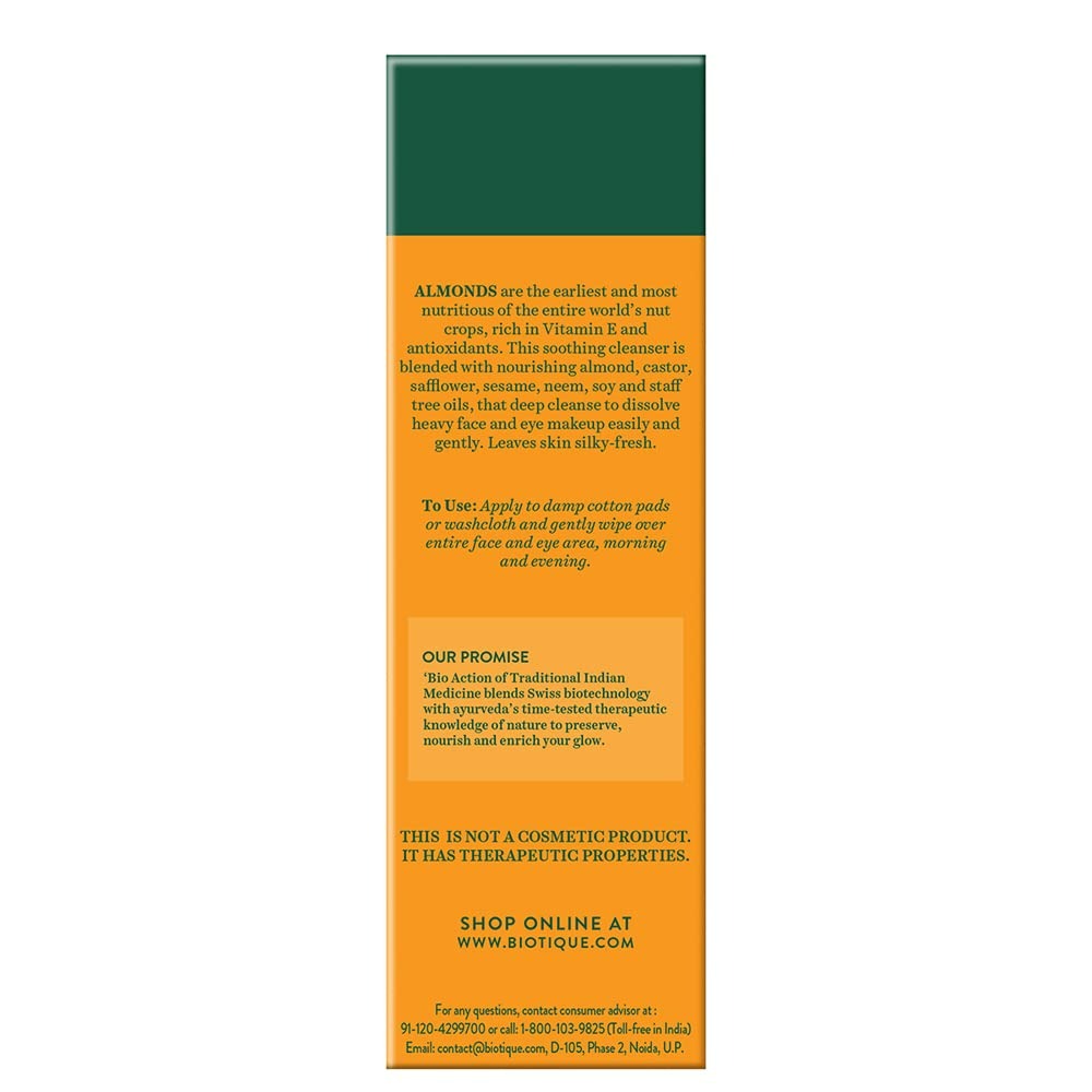 Biotique Advanced Ayurveda Bio Almond Oil Soothing Face And Eye Makeup Cleanser Biotique Advanced Ayurveda Bio Almond Oil Soothing Face And Eye Makeup Cleanser