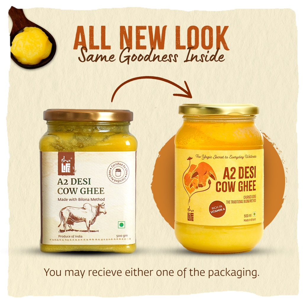 Isha Life Pure A2 Desi Cow Ghee | Made Traditionally from Curd | Made from Grass-fed Free Grazing Desi Cows' Milk Isha Life Pure A2 Desi Cow Ghee | Made Traditionally from Curd | Made from Grass-fed Free Grazing Desi Cows' Milk