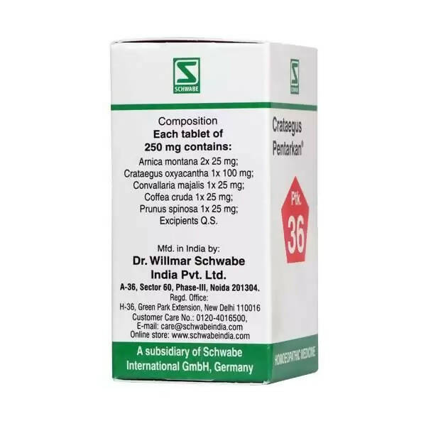 Dr. Willmar Schwabe India Crataegus Pentarkan Ptk 36 Tablets Dr. Willmar Schwabe India Crataegus Pentarkan Ptk 36 Tablets