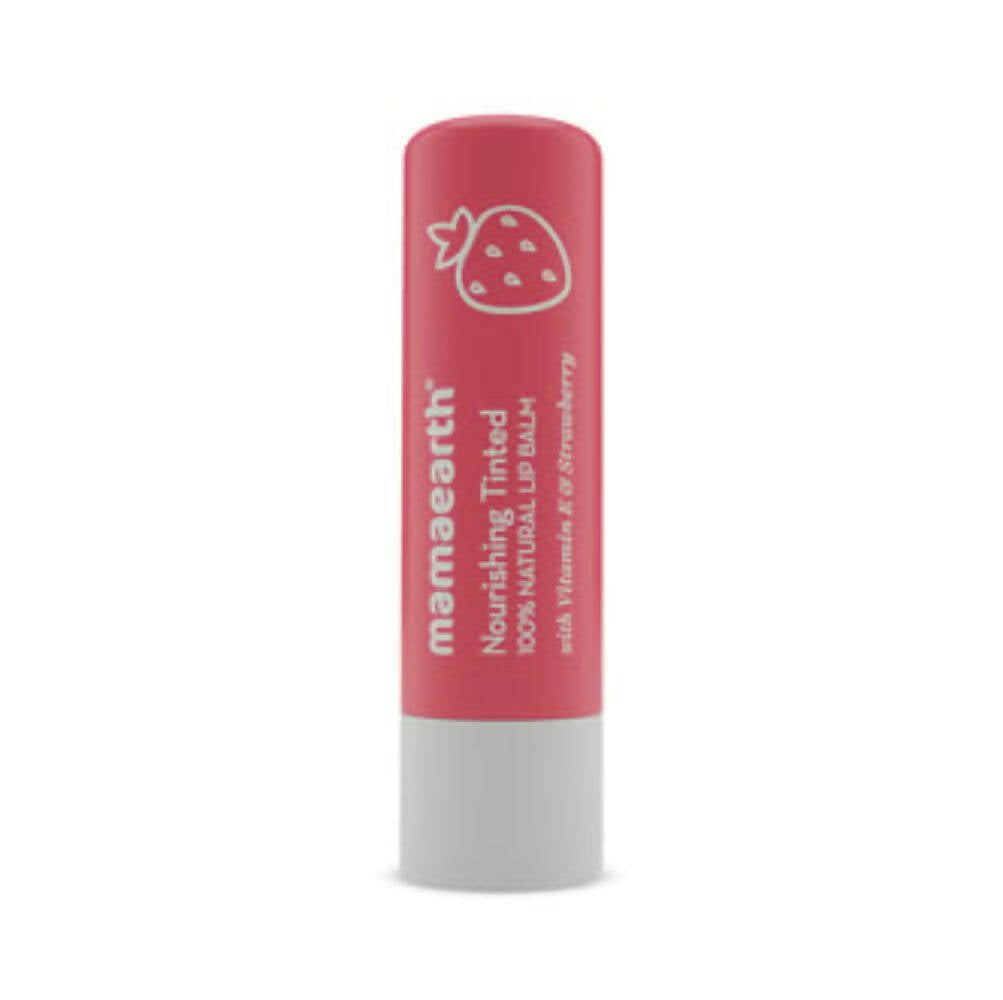 Mamaearth Nourishing Tinted 100% Natural Lip Balm With Vitamin E & Strawberry Mamaearth Nourishing Tinted 100% Natural Lip Balm With Vitamin E & Strawberry